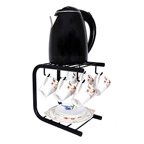 D&V ENGINEERING - Creative in innovation D&V Engineering Tea Cups and Saucers Stand, Pantry Storage Organizer Countertop Mug Stand for Kitchen, Coffee Cup Organizer for Kitchen, Tea Cup Holder for Office, Black - Image 1