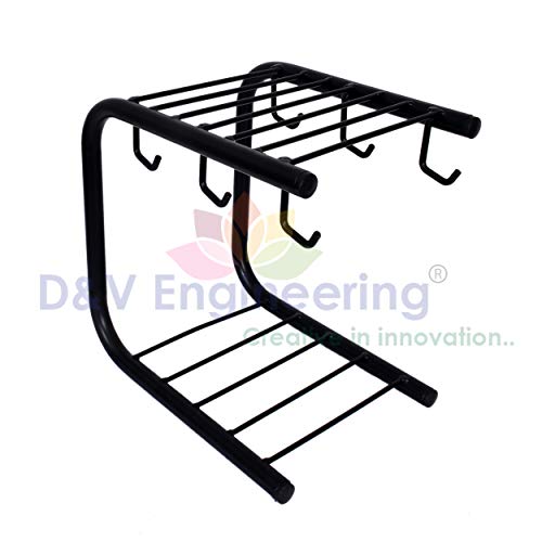 D&V ENGINEERING - Creative in innovation D&V Engineering Tea Cups and Saucers Stand, Pantry Storage Organizer Countertop Mug Stand for Kitchen, Coffee Cup Organizer for Kitchen, Tea Cup Holder for Office, Black - Image 4