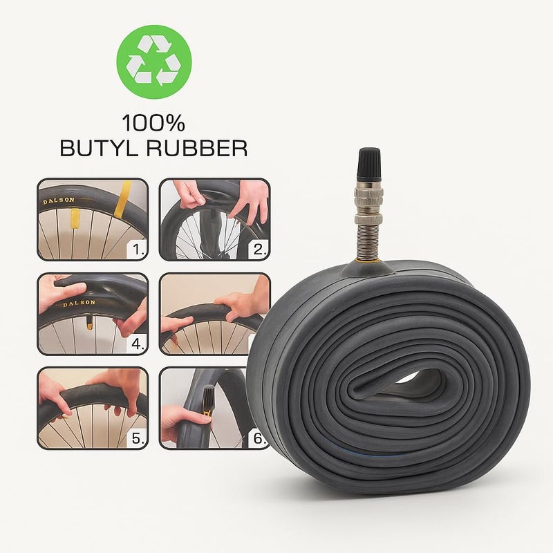 RALSON 27 Inch Bicycle Inner Tube 27x1-3/8 (27x1.375), 35mm DV Dunlop Valve – Heavy Duty Butyl Rubber Bike Tire Tube, Compatible with Road, Touring, Hybrid, City & Vintage Cycles - Image 2