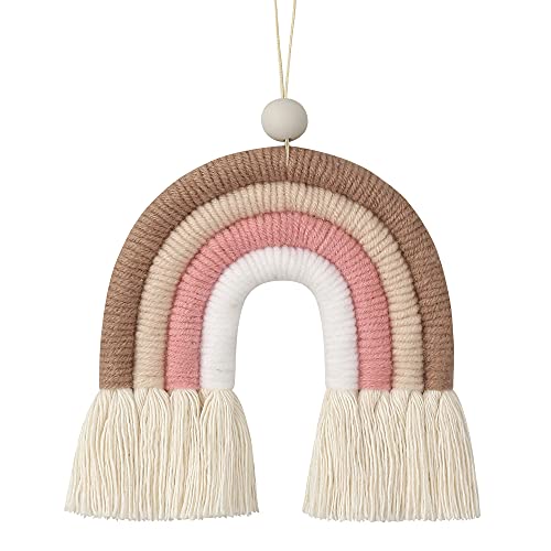 BOHO GARDEN Macrame Bohemian Rainbow Charm Essential Oil Diffuser for Cars Baby Nursery Childrens Bedroom Home Decor Colorful Decorative Hanging Air Freshener Accessories 35x4 Sienna - Image 1
