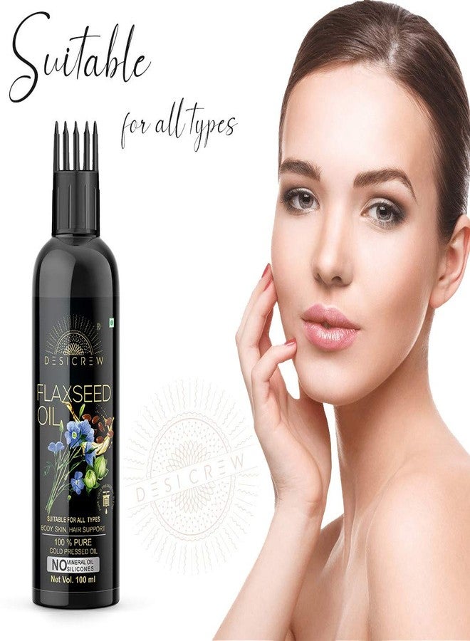 Desicrew Pure Jaborandi & Flaxseed Cold Pressed Hair oil with Applicator For Skin, Body & Hair Care in combo pack of 2 (100ml + 100Ml) - Image 4