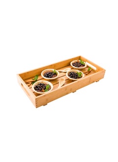 Restaurantware Restaurantware-22.5 x 11 x 2.75 Inch Breakfast Tray, 1 Rectangle Tray With Handles - Pallet Design, Chip-resistant, Bamboo Butler Holding Serving Tray, Shatterproof, For Meals, Snacks, And Beverages  - Image 3