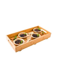 Restaurantware Restaurantware-22.5 x 11 x 2.75 Inch Breakfast Tray, 1 Rectangle Tray With Handles - Pallet Design, Chip-resistant, Bamboo Butler Holding Serving Tray, Shatterproof, For Meals, Snacks, And Beverages  - Image 4
