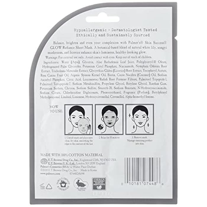 Palmer's Palmers Skin Success Glow Radiance Sheet Mask, 1 Ea, 1count - Image 4
