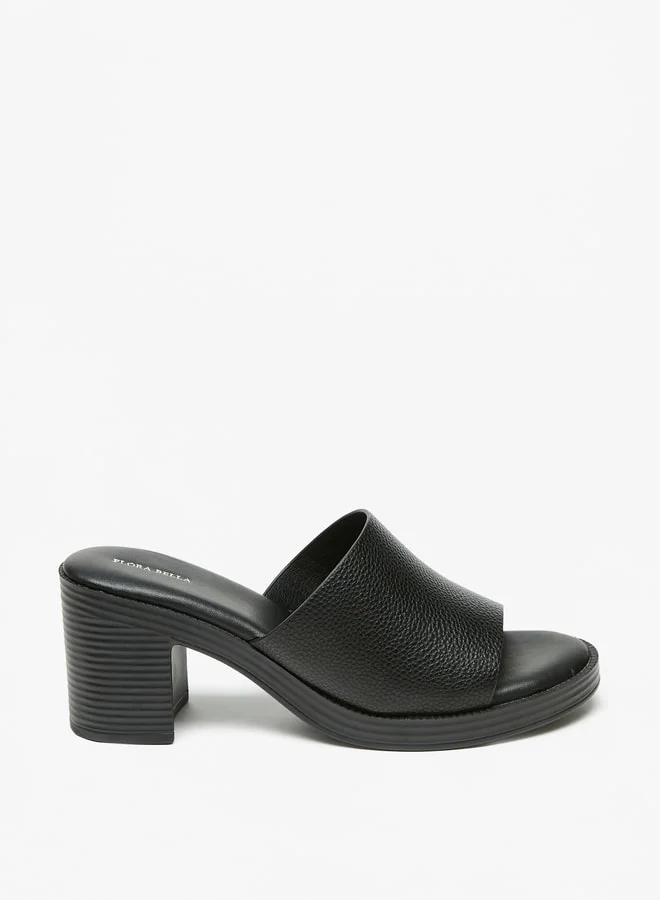 فلورا بيلا من شو إكسبرس Women's Textured Slip-On Sandals With Block Heels Ramadan Collection