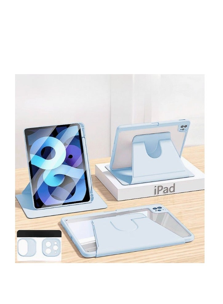 Three Fold Rotating Case for iPad Air 6th 11 Inch M2 2024/ iPad Air 7th 11 Inch M3 2025/ iPad Air 5th 2022 10.9 Inch/iPad Air 4th 2020 10.9 Inch/iPad Pro 11 inch (2022/2021/2020/2018), 360 Degree Rotation Protective Stand Cover Clear Back, Auto Wake/Sleep  - Image 1