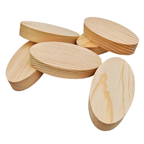Anktily Oval Pine Wooden Blocks for Whittling and Engraving, Unfinished Natural Wood Boards for Wood Burning and Painting (4x2x0.8in/6pcs) - Image 1