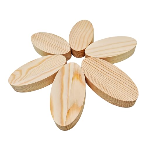 Anktily Oval Pine Wooden Blocks for Whittling and Engraving, Unfinished Natural Wood Boards for Wood Burning and Painting (4x2x0.8in/6pcs) - Image 5