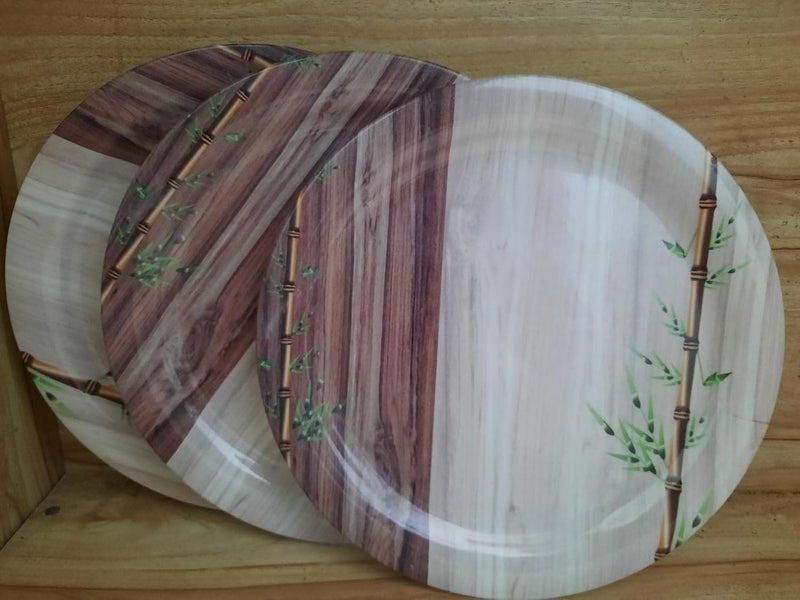 SWIFT INTERNATIONAL SWIFT INTERNATIONAL Lightweighted Melamine Round Full Size 11 Inch DinnerLunch Plates 6 WhiteBrown - Image 2