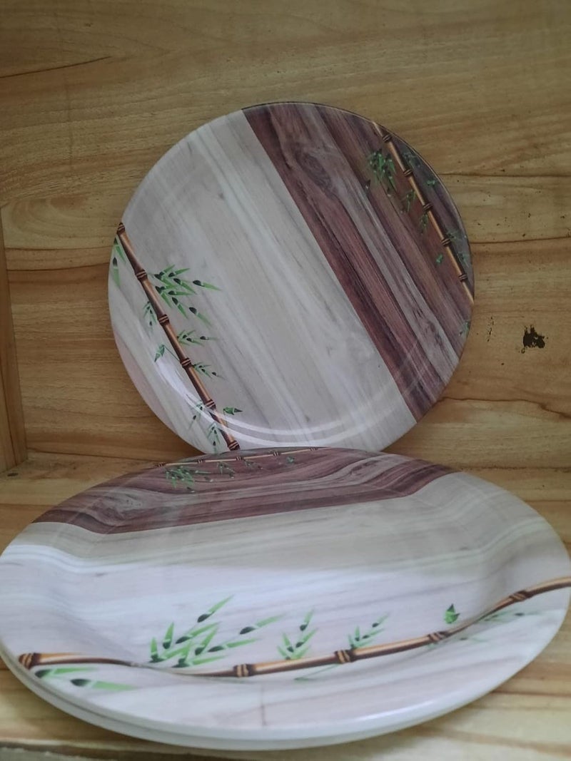 SWIFT INTERNATIONAL SWIFT INTERNATIONAL Lightweighted Melamine Round Full Size 11 Inch DinnerLunch Plates 6 WhiteBrown - Image 3