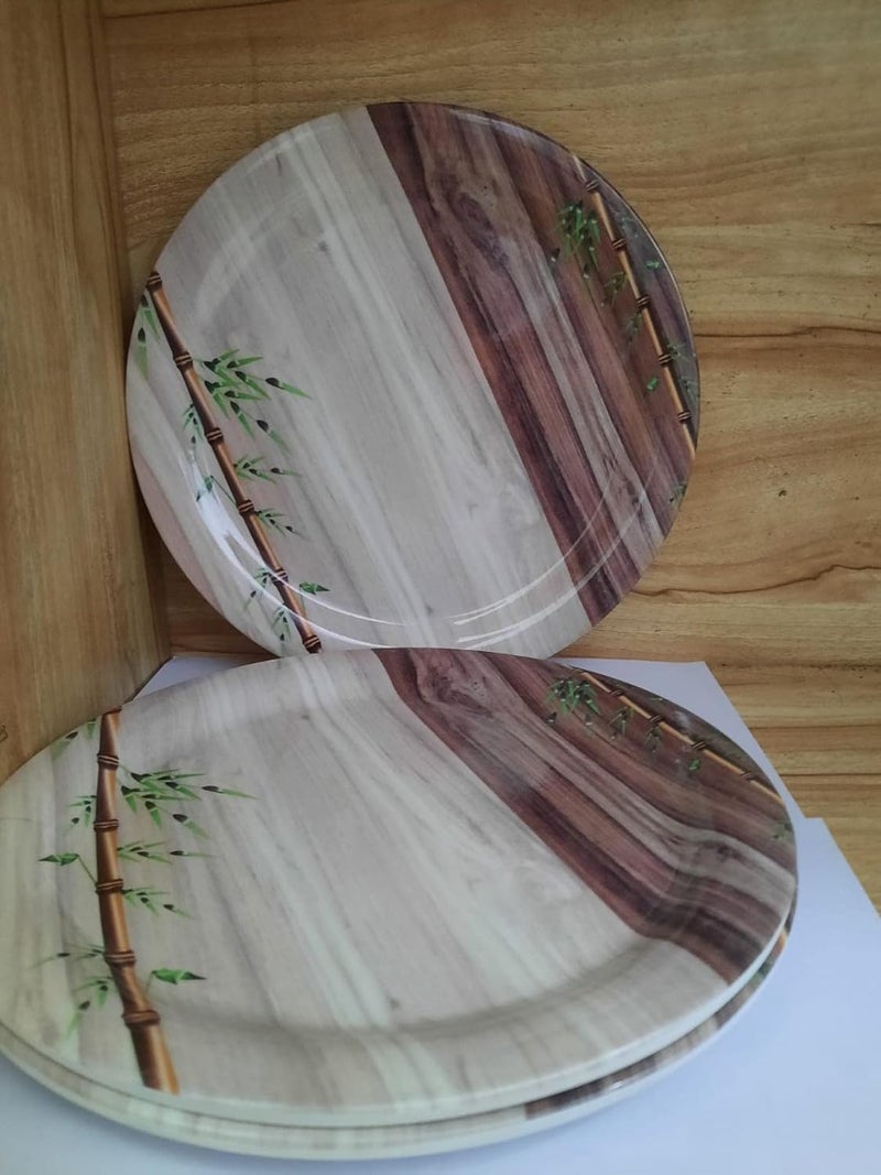 SWIFT INTERNATIONAL SWIFT INTERNATIONAL Lightweighted Melamine Round Full Size 11 Inch DinnerLunch Plates 6 WhiteBrown - Image 5