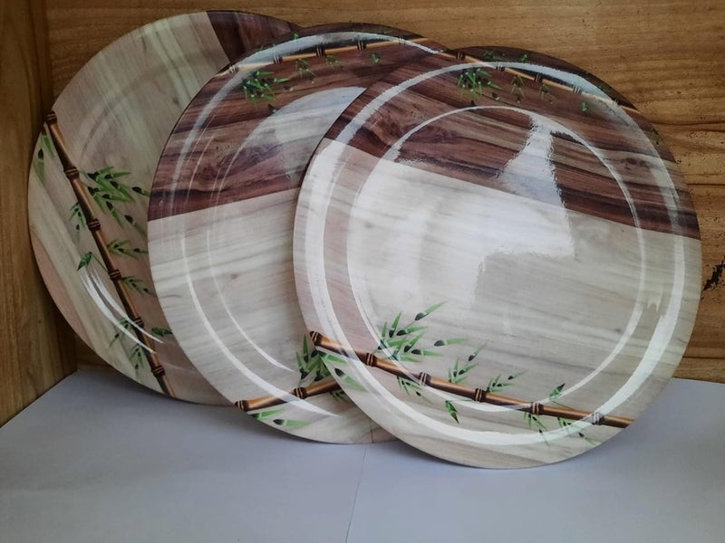 SWIFT INTERNATIONAL SWIFT INTERNATIONAL Lightweighted Melamine Round Full Size 11 Inch DinnerLunch Plates 6 WhiteBrown - Image 4