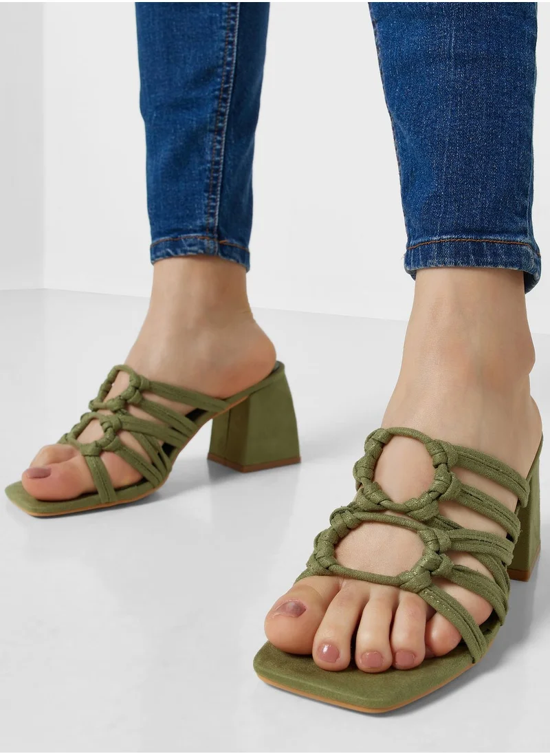 جينجر Multiple Strap Block Heel Sandals