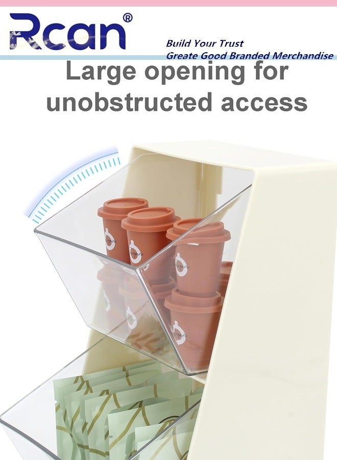 Rcan 2 Pack Coffee Pod Holder Plastic Coffee Bar Accessories and Organizer for K Cups Tea Bags Creamer, Sugar Bags Capsule Coffee Station Counter Container for Home Office Counter  - Image 4