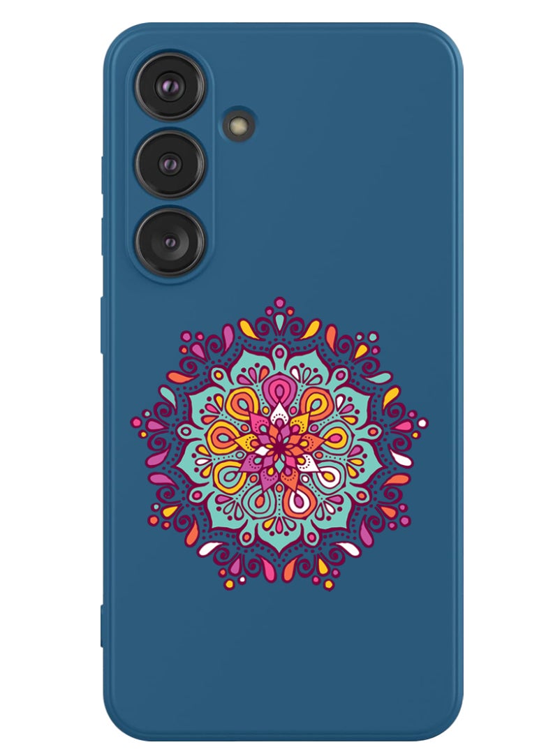 Theodor Protective Slim Fit Case Liquid Silicone Cover with Full Body Protection Anti-Scratch Shockproof Case For Samsung Galaxy S24 Plus (Blue) - Mandala colourful - Image 1