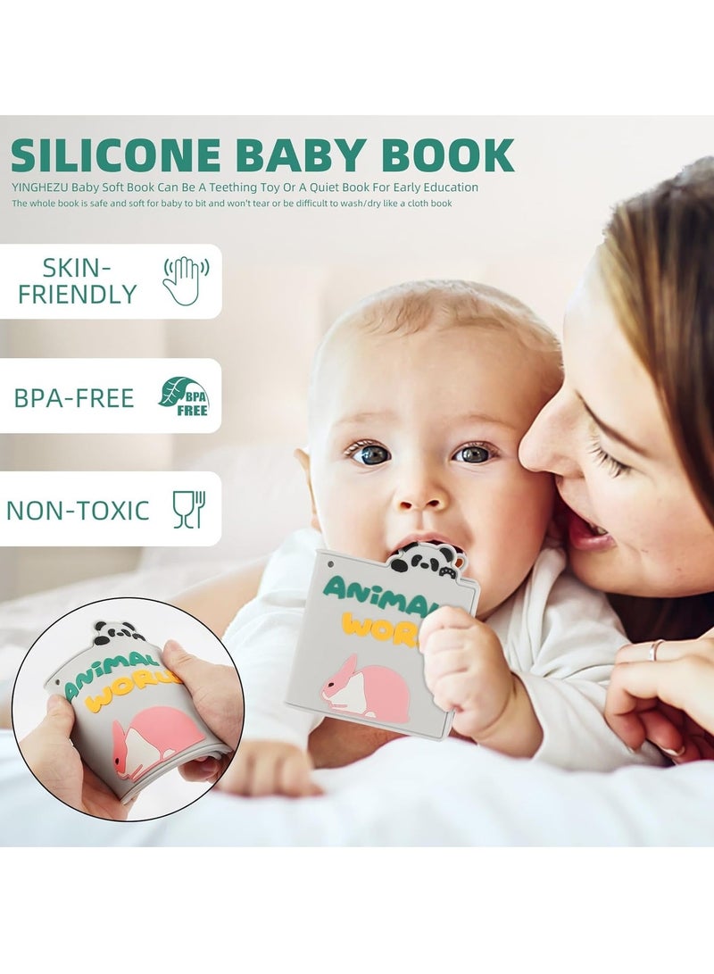 HMTYQNB Soft Baby Book, Silicone Teething Book Toy Sensory Books for Babies 0-6 6-12 12-18 Months High Contrast Baby Toys Perfect for Baby Showers Toy Newborn Infant Gifts - Image 4