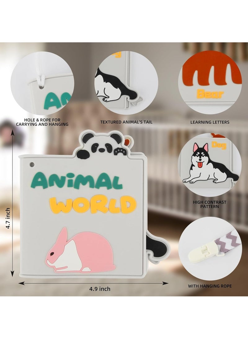 HMTYQNB Soft Baby Book, Silicone Teething Book Toy Sensory Books for Babies 0-6 6-12 12-18 Months High Contrast Baby Toys Perfect for Baby Showers Toy Newborn Infant Gifts - Image 5