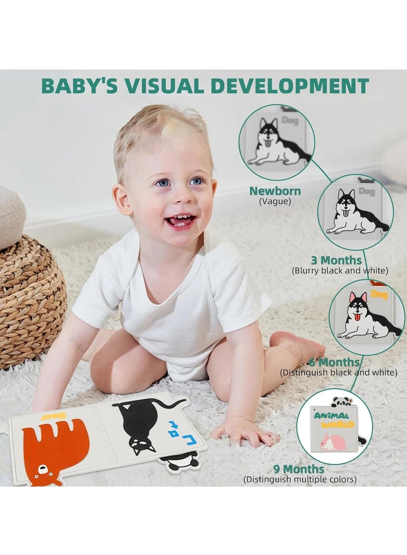 HMTYQNB Soft Baby Book, Silicone Teething Book Toy Sensory Books for Babies 0-6 6-12 12-18 Months High Contrast Baby Toys Perfect for Baby Showers Toy Newborn Infant Gifts - Image 2