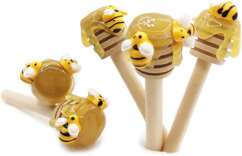 Laisgee 5 PCS Honey Dipper with Faux Honey Mini Bee Tiered Tray Decor Spring Summer Farmhouse Kitchen Display - Image 1