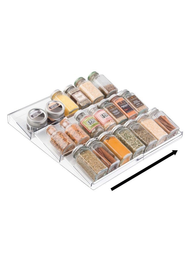 mDesign Spice Drawer - Pull Out Spice Organiser for a Tidy Kitchen - 3 Tier Spice Storage for Jars and Packets - Avoid Clutter in your Kitchen & Enjoy Stress Free Cooking - Transparent - Image 5