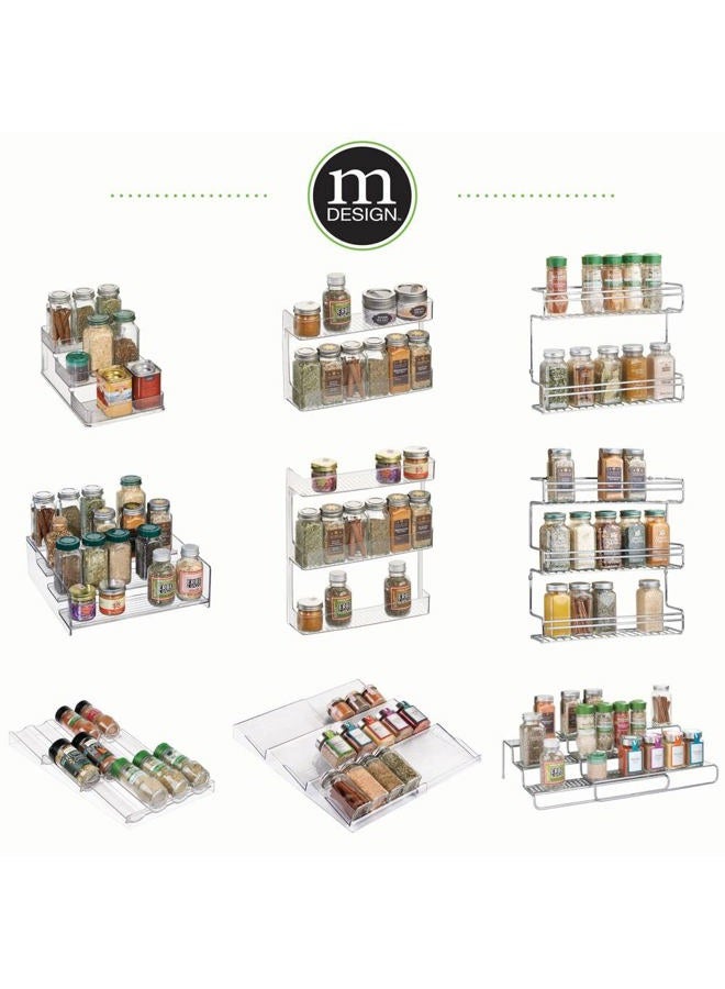 mDesign Spice Drawer - Pull Out Spice Organiser for a Tidy Kitchen - 3 Tier Spice Storage for Jars and Packets - Avoid Clutter in your Kitchen & Enjoy Stress Free Cooking - Transparent - Image 2