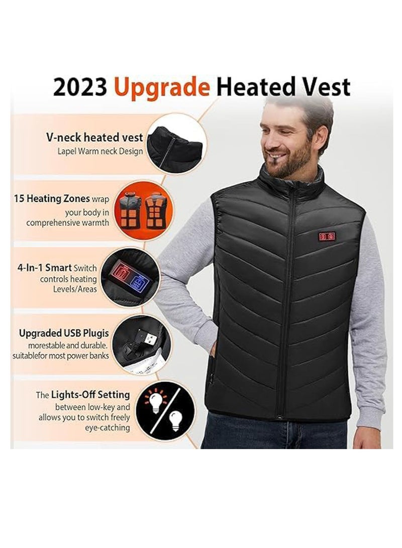 general 15-zone heated thermal vest, lightweight soft polar liner thermal vest, smart electric light thermal jacket - Image 3