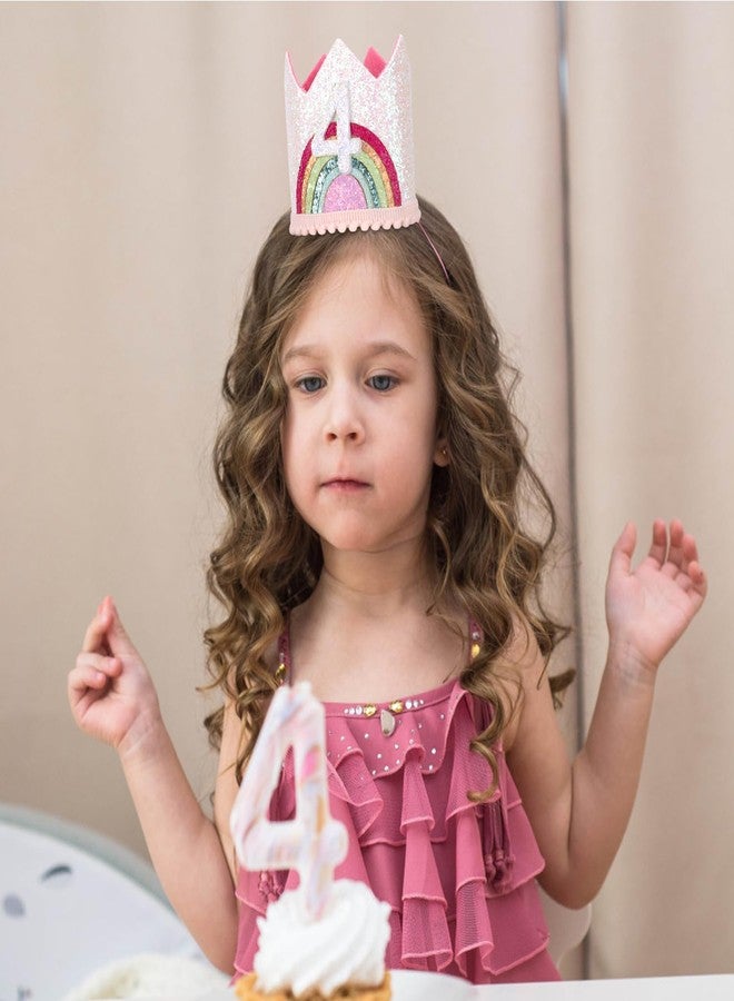 Atoden 4 Year Old Girl Birthday Gifts 4th Birthday Decorations Four Year Old Girl Rainbow Birthday Hat Birthday Headband Princess Tiara Birthday Crown Birthday Accessories for Party Photo Props - Image 2