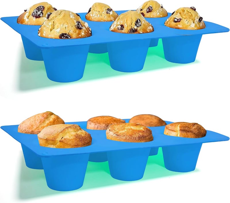 Sidosir 2Pcs Popover Pan for Baking - Professional Extra Deep Silicone Popover Molds, Non-Stick, Easy to Clean, Grade Materials - Image 1