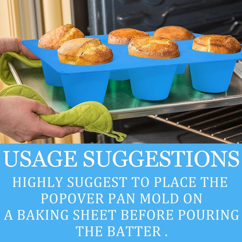 Sidosir 2Pcs Popover Pan for Baking - Professional Extra Deep Silicone Popover Molds, Non-Stick, Easy to Clean, Grade Materials - Image 3