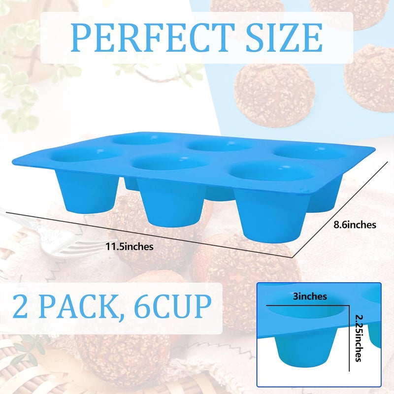 Sidosir 2Pcs Popover Pan for Baking - Professional Extra Deep Silicone Popover Molds, Non-Stick, Easy to Clean, Grade Materials - Image 2