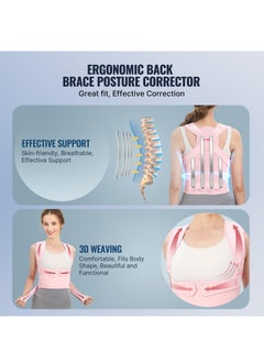 GUDOO Back Brace and Posture Corrector for Women and Men Back Straightener Posture Corrector Scoliosis and Hunchback Correction Back Pain Spine Corrector Support Adjustable Posture Trainer Pink  S  - Image 4