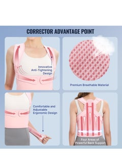 GUDOO Back Brace and Posture Corrector for Women and Men Back Straightener Posture Corrector Scoliosis and Hunchback Correction Back Pain Spine Corrector Support Adjustable Posture Trainer Pink  S  - Image 3
