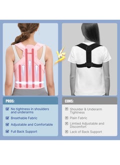 GUDOO Back Brace and Posture Corrector for Women and Men Back Straightener Posture Corrector Scoliosis and Hunchback Correction Back Pain Spine Corrector Support Adjustable Posture Trainer Pink  S  - Image 2
