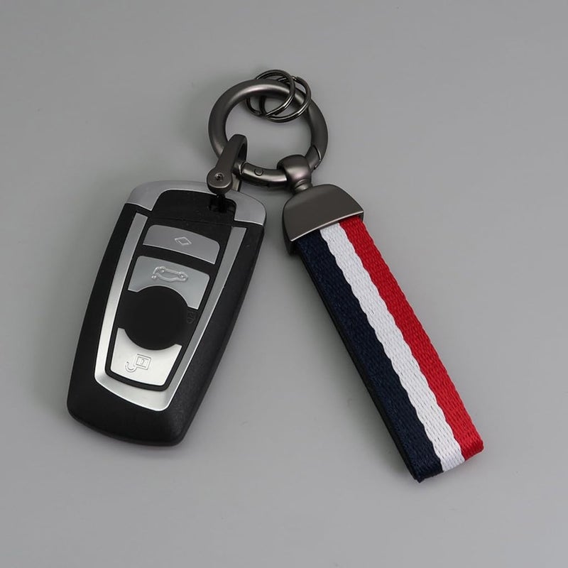 Double Layer Striped Keychain with Rings Fit for Car Keys and Home Keys Sturdy Multi Color Design - Image 3