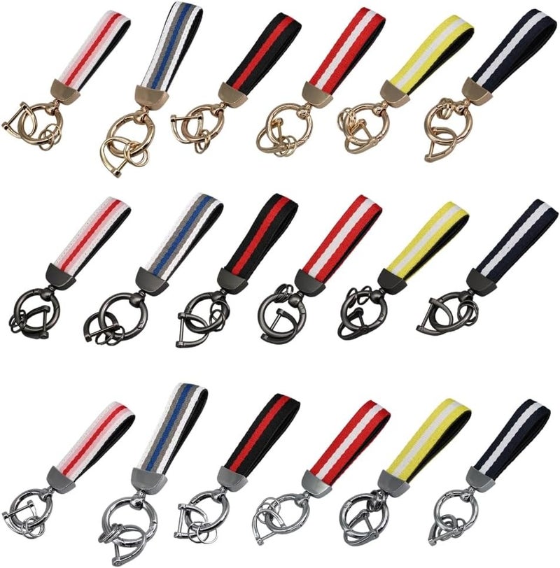 Double Layer Striped Keychain with Rings Fit for Car Keys and Home Keys Sturdy Multi Color Design - Image 4
