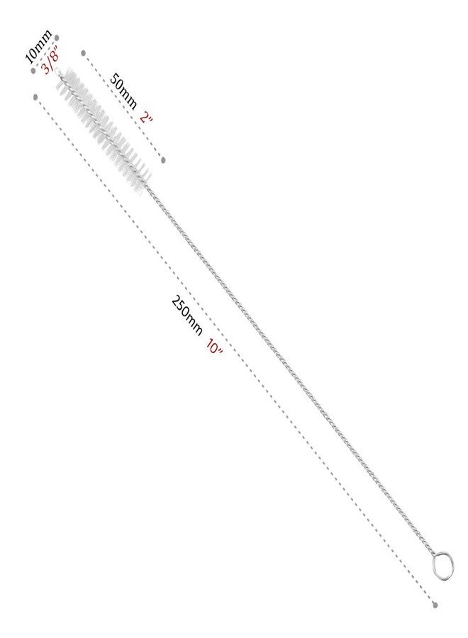 GFDesign Drinking Straw Cleaning Brushes Set 10" Extra Long 10mm Extra Wide Pipe Tube Cleaner Nylon Bristles Stainless Steel Handle - 10" x 3/8" (10mm) - Set of 5 - Image 2