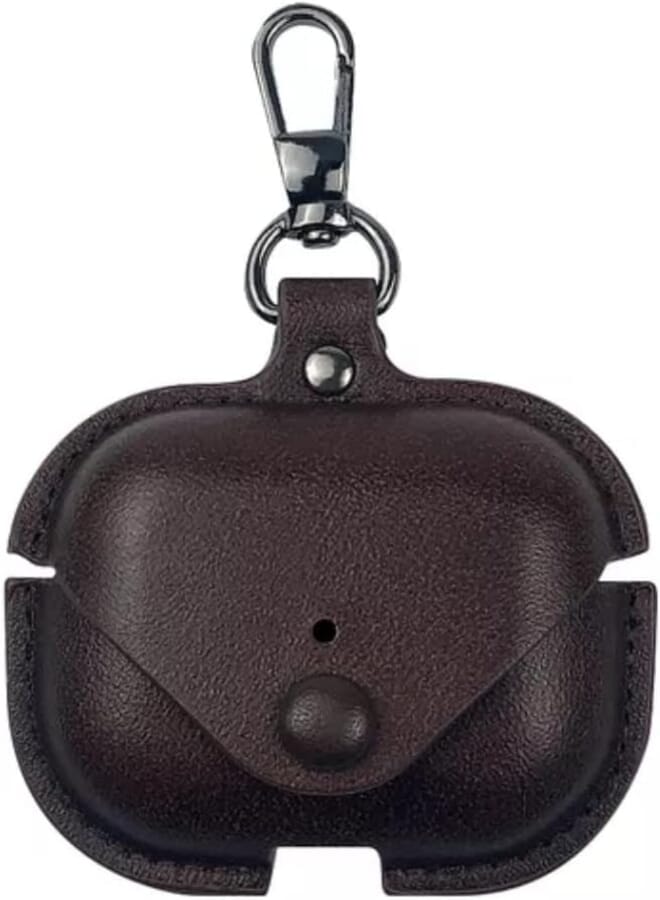 Dado AirPods Pro 2 2nd Generation leather Protective Case , Full Protective with hook earphone shell (Dark Brown)