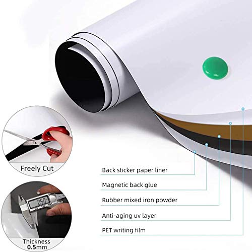 ZHIDIAN Magnetic Whiteboard Sticker for Wall/Door, 36" x 24" Large Self Adhesive White Board Wallpaper, Whiteboard Contact Paper, Large Dry Erase Sheet/Film for Office/Home/School - Image 2