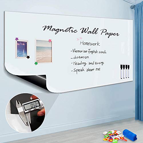 ZHIDIAN Magnetic Whiteboard Sticker for Wall/Door, 36" x 24" Large Self Adhesive White Board Wallpaper, Whiteboard Contact Paper, Large Dry Erase Sheet/Film for Office/Home/School - Image 1