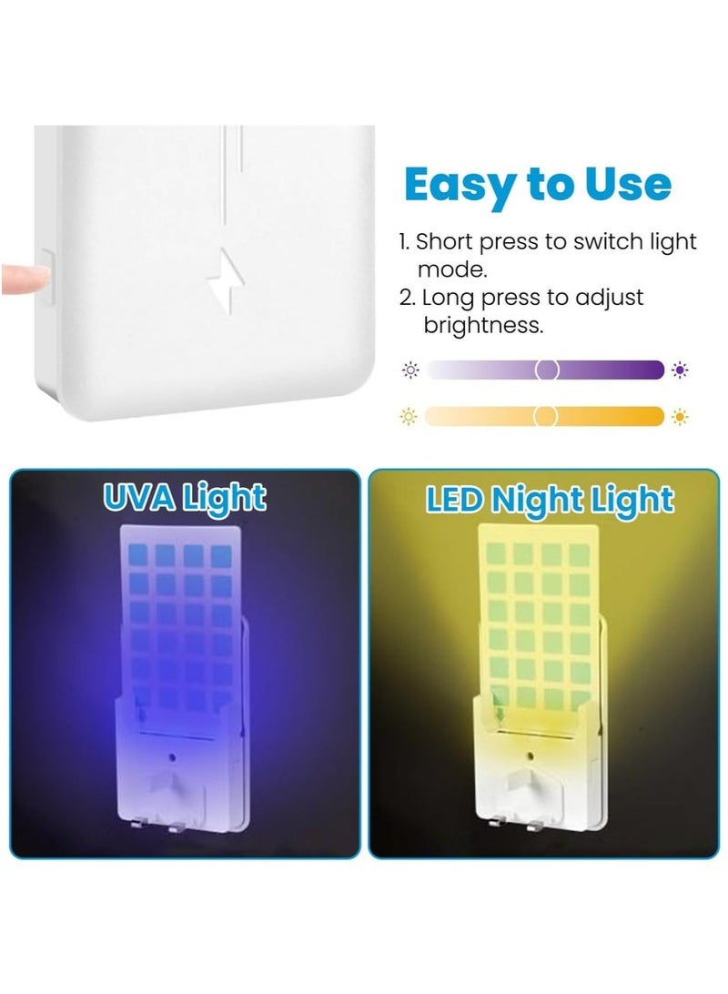 Arabest Plug-in Mosquito Killer, Indoor Flying Insect Trap for Flies, Fruit Flies, Gnats, UV Attractant Catcher & with Adjustable Brightness Night Light, 4 Device + 20 Pcs Cards (White) - Image 5
