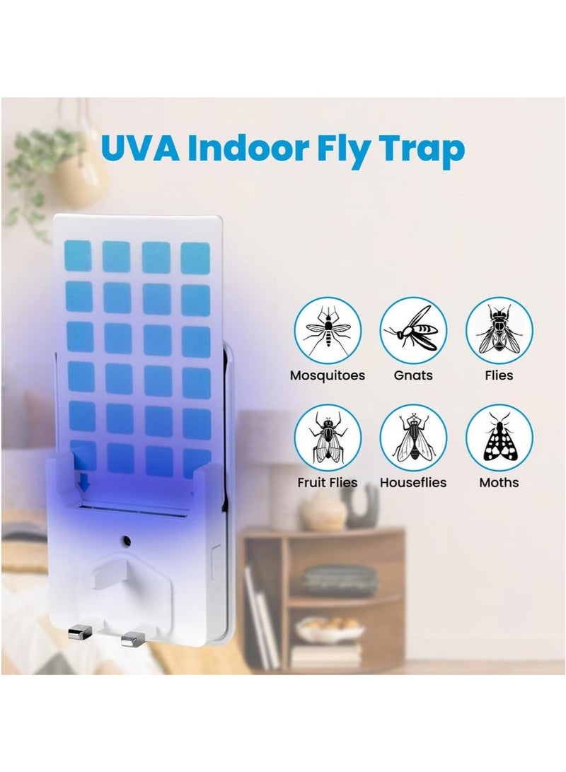Arabest Plug-in Mosquito Killer, Indoor Flying Insect Trap for Flies, Fruit Flies, Gnats, UV Attractant Catcher & with Adjustable Brightness Night Light, 4 Device + 20 Pcs Cards (White) - Image 4