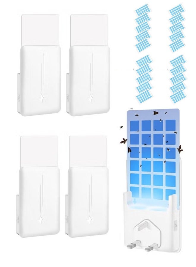 Arabest Plug-in Mosquito Killer, Indoor Flying Insect Trap for Flies, Fruit Flies, Gnats, UV Attractant Catcher & with Adjustable Brightness Night Light, 4 Device + 20 Pcs Cards (White) - Image 1