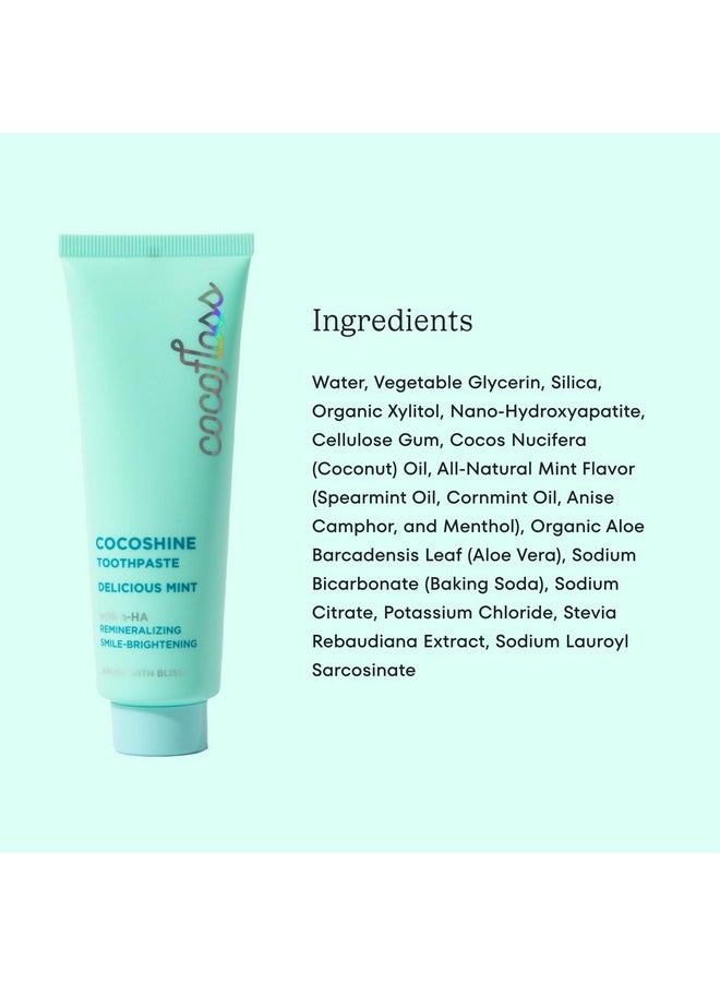 Cocofloss Cocoshine Whitening Toothpaste, Remineralize & Repair Sensitive Teeth, Fluoride-Free With N-Ha, Kid-Friendly, Delicious Mint, 3.4 Oz  - Image 5