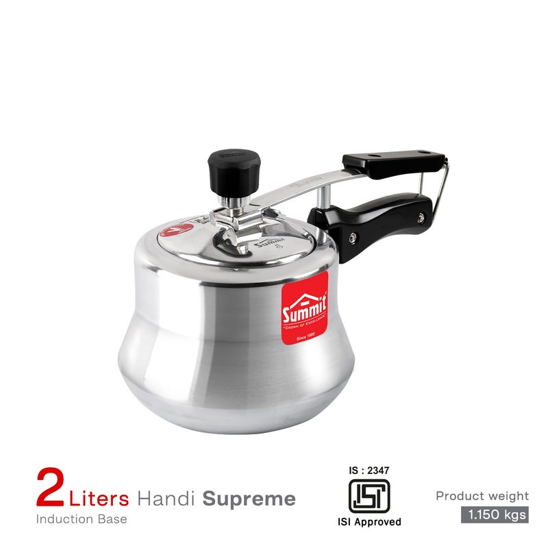 Summit Inner Lid 2 Litres Handi Induction Base Supreme Aluminium Pressure Cooker - Image 2