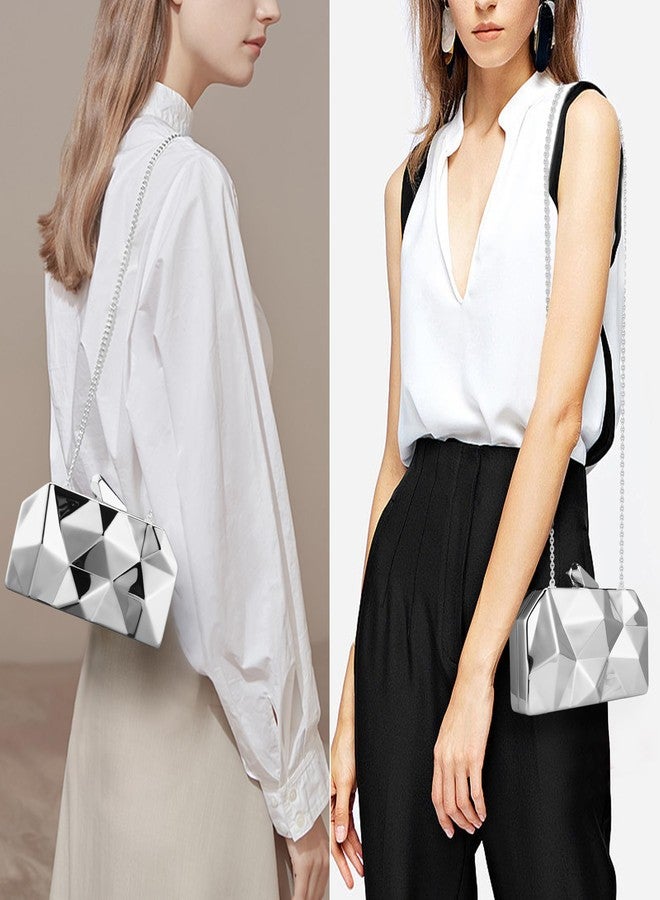 Gets Ladies Vintage Clutch Purse Cocktail Wedding Party Evening Clutch Bag (Silver) - Image 3