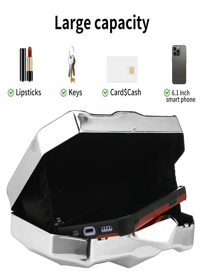 Gets Ladies Vintage Clutch Purse Cocktail Wedding Party Evening Clutch Bag (Silver) - Image 4