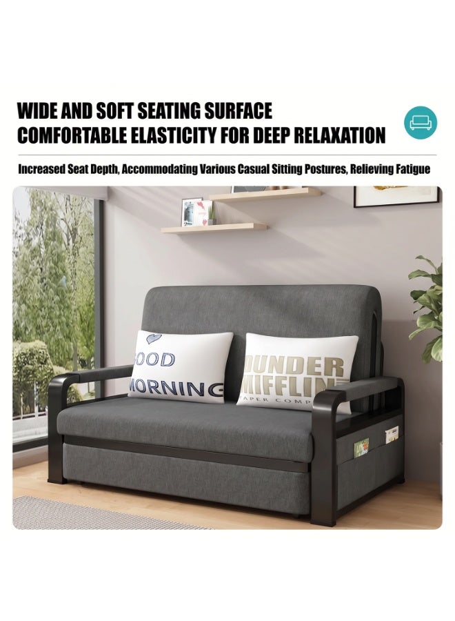 Gearzone Pull Out Couch Sleeper Sofa Bed with Throw Pillows Storage, Removable Linen-Blend Fabric, High-Density Foam, Weight Capacity 1102 lbs, Convertible Couch Bed for Living Room, Apartment, Bedroom - Image 4