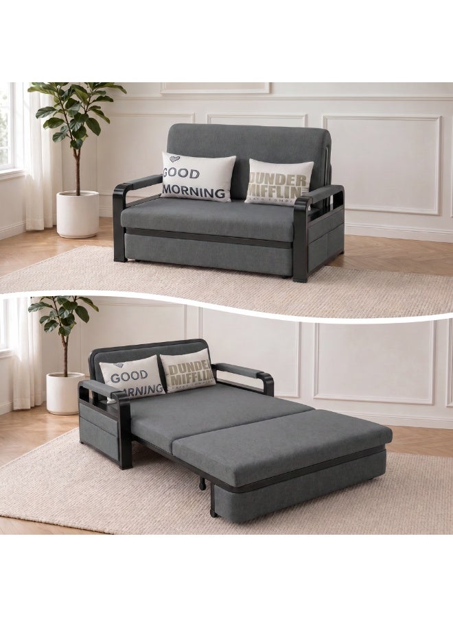 Gearzone Pull Out Couch Sleeper Sofa Bed with Throw Pillows Storage, Removable Linen-Blend Fabric, High-Density Foam, Weight Capacity 1102 lbs, Convertible Couch Bed for Living Room, Apartment, Bedroom - Image 1