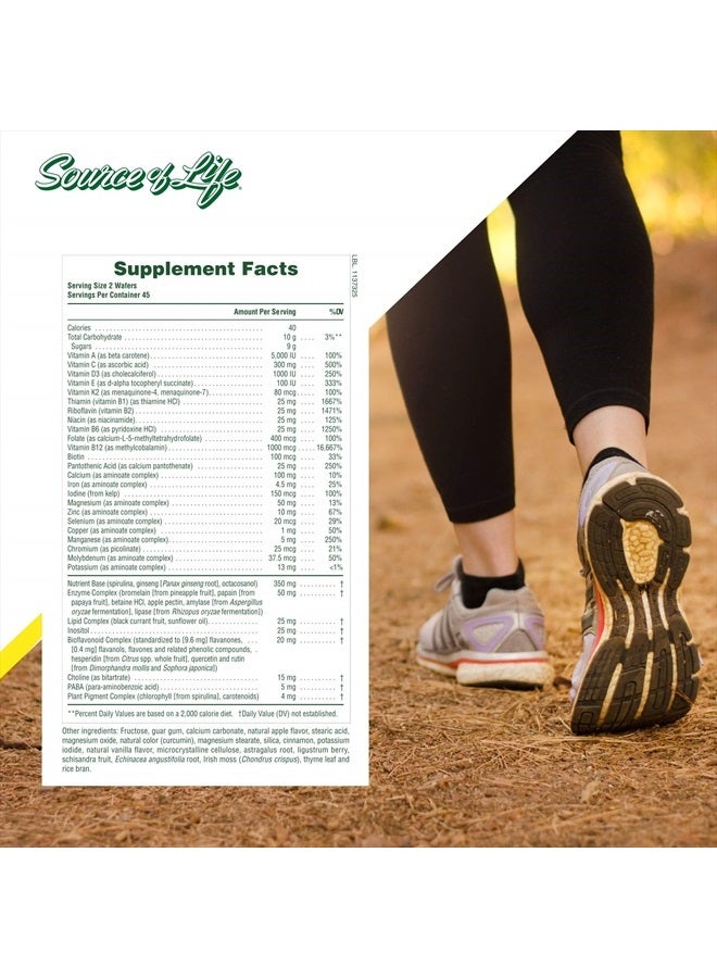 Natures Plus Source of Life Adult Chewable Multivitamin - Apple Cinnamon Flavor - Natural Whole Foods Supplement - Overall Health, Energy - 90 Vegetarian Wafers (45 Servings) - Image 5