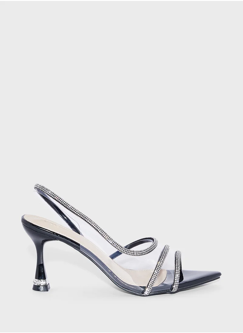 Ella Limited Edition Diamante Clear Peep Toe Sling Back Pump